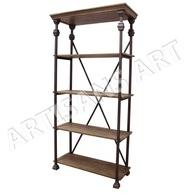 SOLID MANGO WOOD + METAL IRON Bookshelf, Feature : Strong, Stable, Vintage, Industrial, Storage