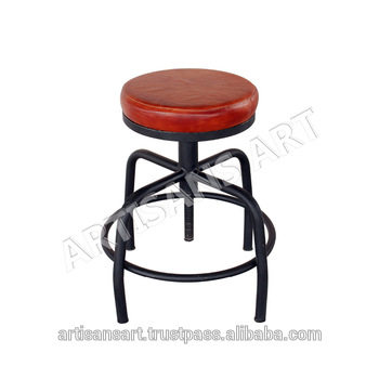 Round leather seat stool, for Home Furniture, Feature : Strong, Comfortable, Antique, Vintage, Industrial