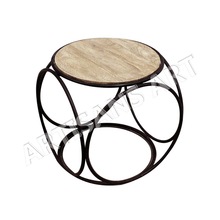 Solid Mango wood + Metal Iron Side Table, for Nightstand, Feature : Strong, Antique, vintage, Unique