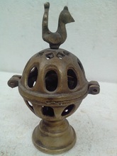 Brass Oil Lamp Peacock Figure Collectibles