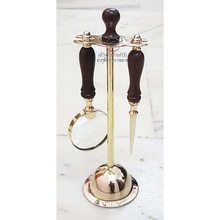 Brass Nautical Stand Magnifiers Set, Size : 22cm