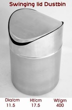Stainless Steel Swinging Lid Dustbin, for Office, Feature : Eco-Friendly