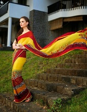 SAREE WITH BLOUSE, Color : Yellow
