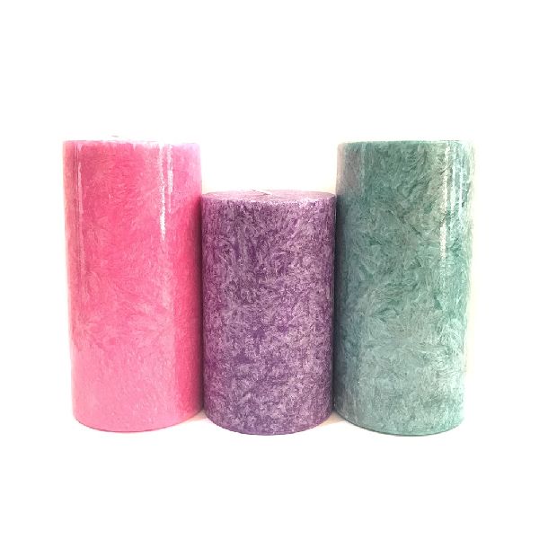 Paraffin Wax Polished Plain Scraped Pillar Candles, Feature : Attractive Pattern