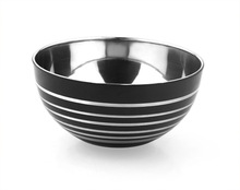 Stainless Steel Colored Stripe Salad Bowl, Color : Metallic