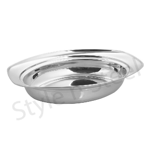 stainless steel oval curry dish