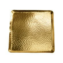 Aluminum Gold Plated Square Hammered Serving Tray