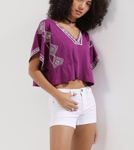 100% Rayon Embroidered Summer Boxy Top, Age Group : Adults