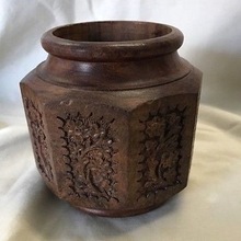 Carved Wooden Flower Vase