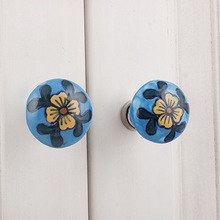 Ceramic Bulb Knob, for Cabinet, Drawer, Dresser, Wardrobe, Color : blue