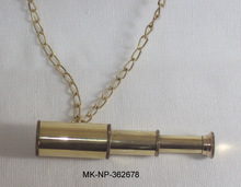 Brass Nautical Spy Telescope Pendant Necklace