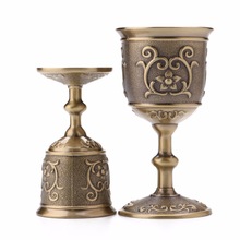 Silver Gold Finish Brass Engraved Goblet Set