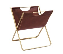 H2O X-Shape Leather Magazine Holder, Color : Brass-Gold