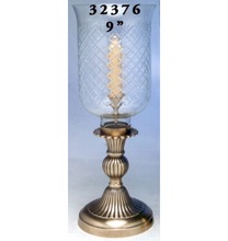 Metal Hurricane Lamp With Glass Chimney