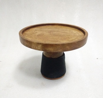 H2O Wooden Round Cake Stand, Size : D-20xH-15 Cms
