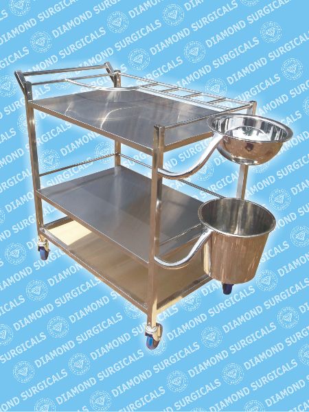 Stainless Steel Dressing Trolley, for Hospital