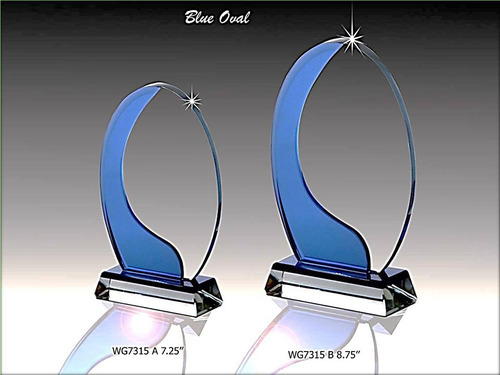 Crystal Blue Oval Trophy, for Award Ceremony, Feature : Durable