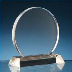 Crystal Transparent Oval Trophy, for Award Ceremony, Color : Brown, Golden (Gold Plated)