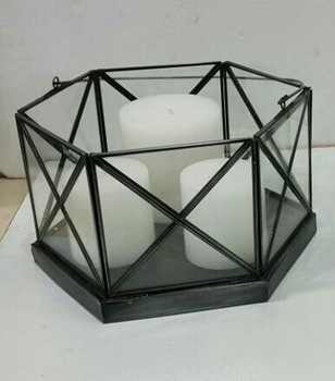 Metal (Iron) with Glass Small Table Top Lantern, Size : 31*20 cm