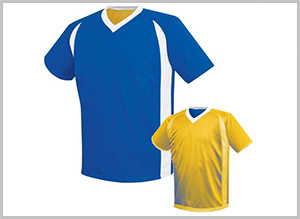 100% Polyester Gold white soccer jersey, Size : M, XL