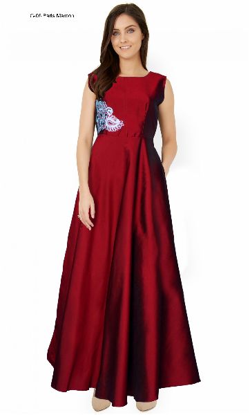 Buy Vaani Creation Women Maroon Embroidered Net Aline Gown Dress  M  Online at Best Prices in India  JioMart