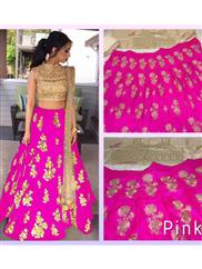 Pink Designer Taffeta Silk Lehega Choli