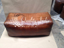 Brown Color Leather Backless Couch