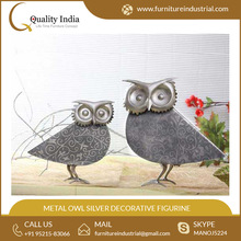 Owl Silver Color Decorative Figurine