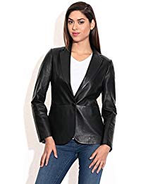 Womens Lamskin Leather Blazer Jacket, Size : XL, XXL