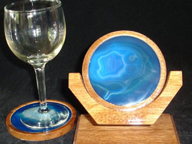 Gems Stone Blue Agate Coaster, for Home Decoration