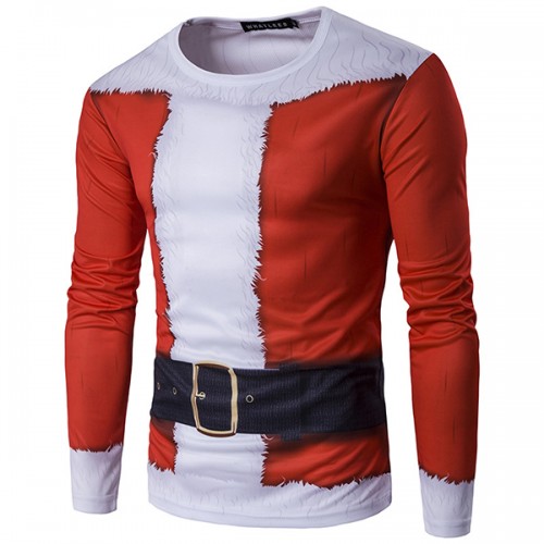 Santa Costume Printed Cotton Blended mens t shirt, Fit Type : Fit