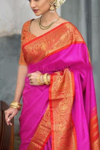 Pink partywear Colored soft silk prineted sarees _SD162