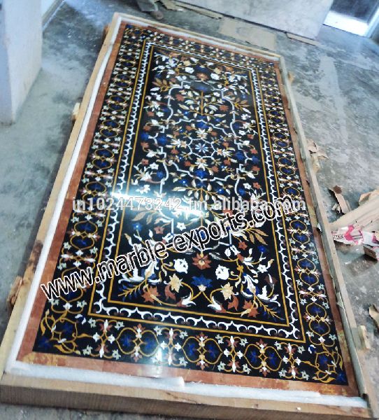 Pietre Dure Marble inlay Black Dinning Table top