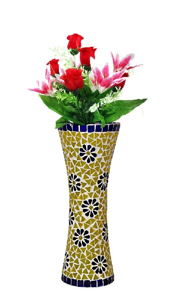 Glass Mosaic Flower Vase, Color : Multi