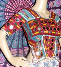 Cotton with Vintage Fabric Banjara Gypsy Blouses, Technics : Embroidered Mirror Work