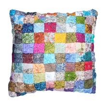 Square Silk Flower Cushion Cover, for Car, Chair, Decorative, Seat, Size : 15x15