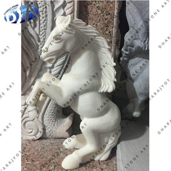 Indian White Marble Standing Horse Statue