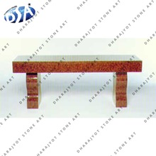Natural red granite backless bench, Color : yellow
