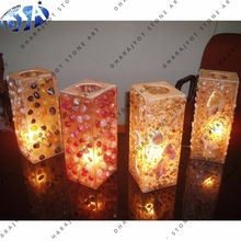 100% natural material (marble pebbles Candle holder, for Garden, Hotel, Home, Complex Decoration