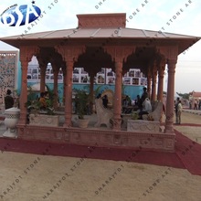 100% natural material (marble stone gazebo, Color : red