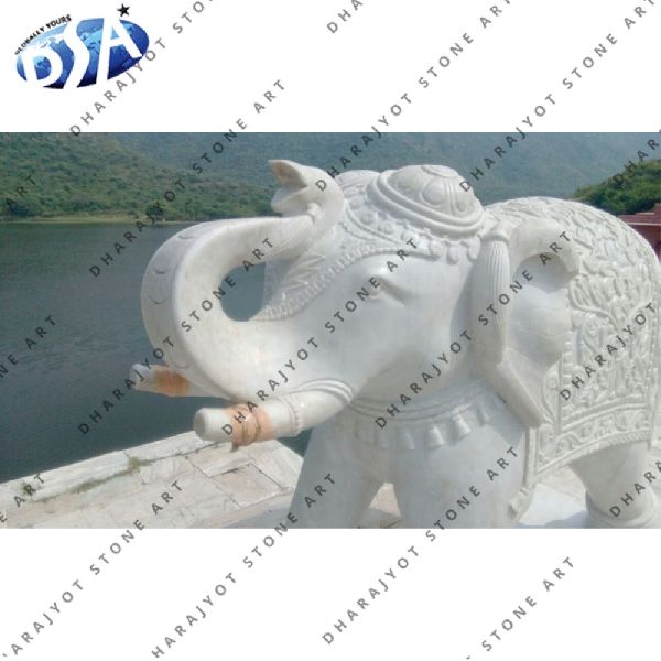 white marble big elephant statue