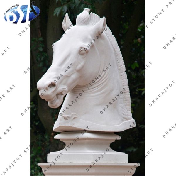 White Marble Horse Head Statue, for Garden, Hotel, Home, Complex Decoration