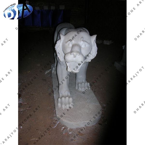 100% natural material (marble white marble tiger statue, for Garden, Hotel, Home, Complex Decoration
