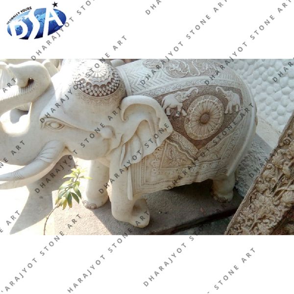 White sandstone carving elephant statue, for Garden, Hotel, Home, Complex Decoration