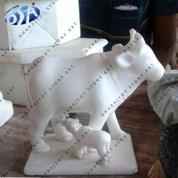 100% natural material (marble white sandstone cow statue, Style : Western, Modern, Indian, American