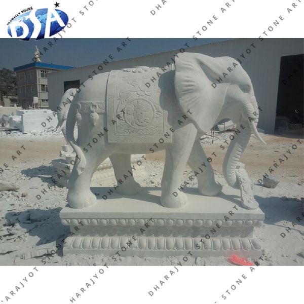 white sandstone standing elephant statue
