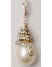 Diamond Spiral Covering Pearl Pendant, Size : Customized Size