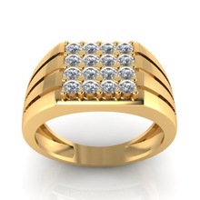 Square Set Of Brilliant Diamonds In Gold Ring