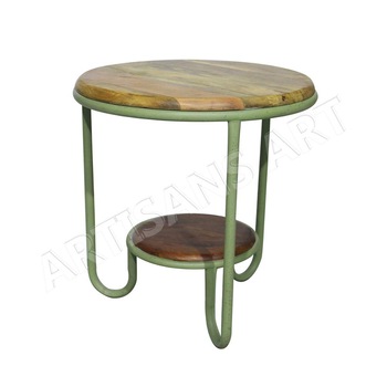 Metal Wood Round Coffee table