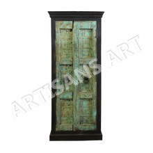 Reclaimed Antique Wooden Old Door Almirah,, Color : Dark Brown